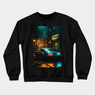 Race Car In Neon Alley Crewneck Sweatshirt